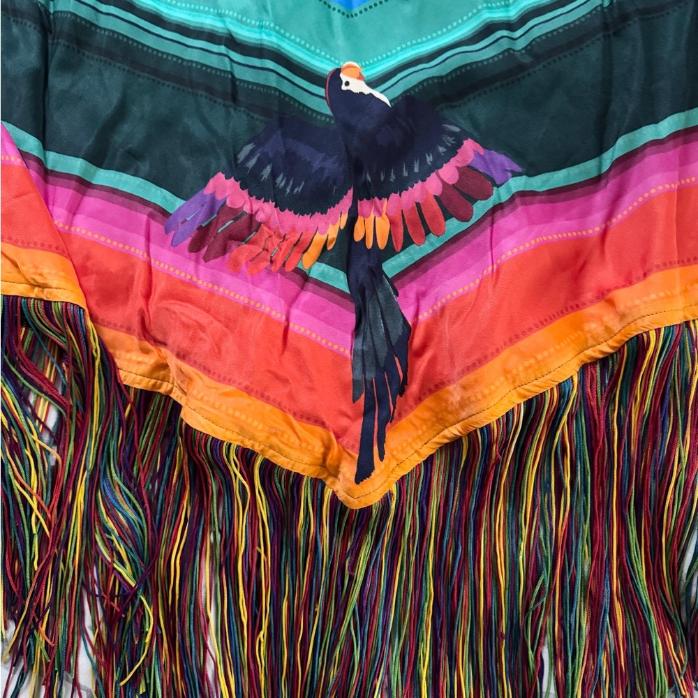 NWT Farm Rio fringe rainbow macaw skirt XL - Picture 5 of 5
